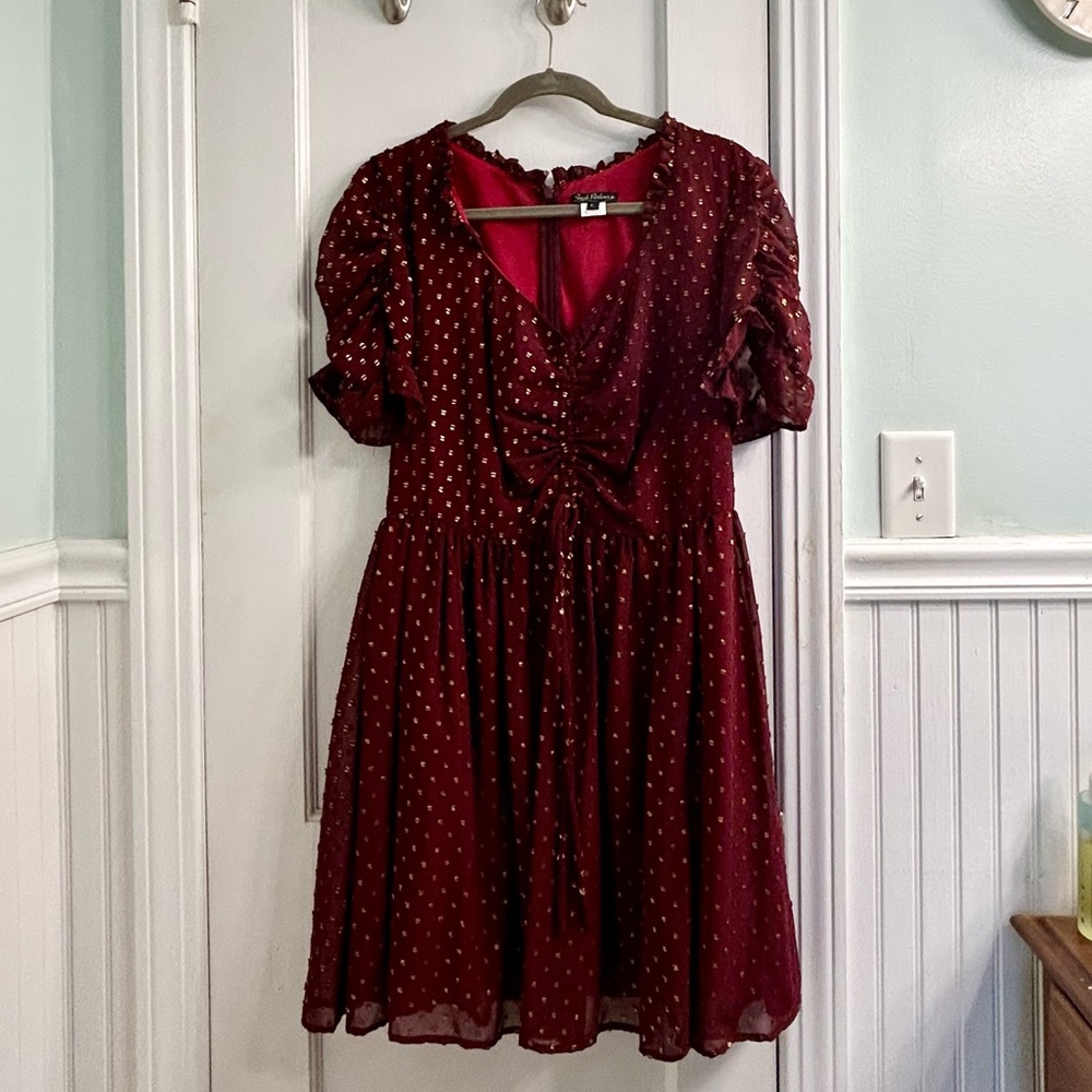 Smak Parlour Dress • Maroon & Gold • it has pockets!!